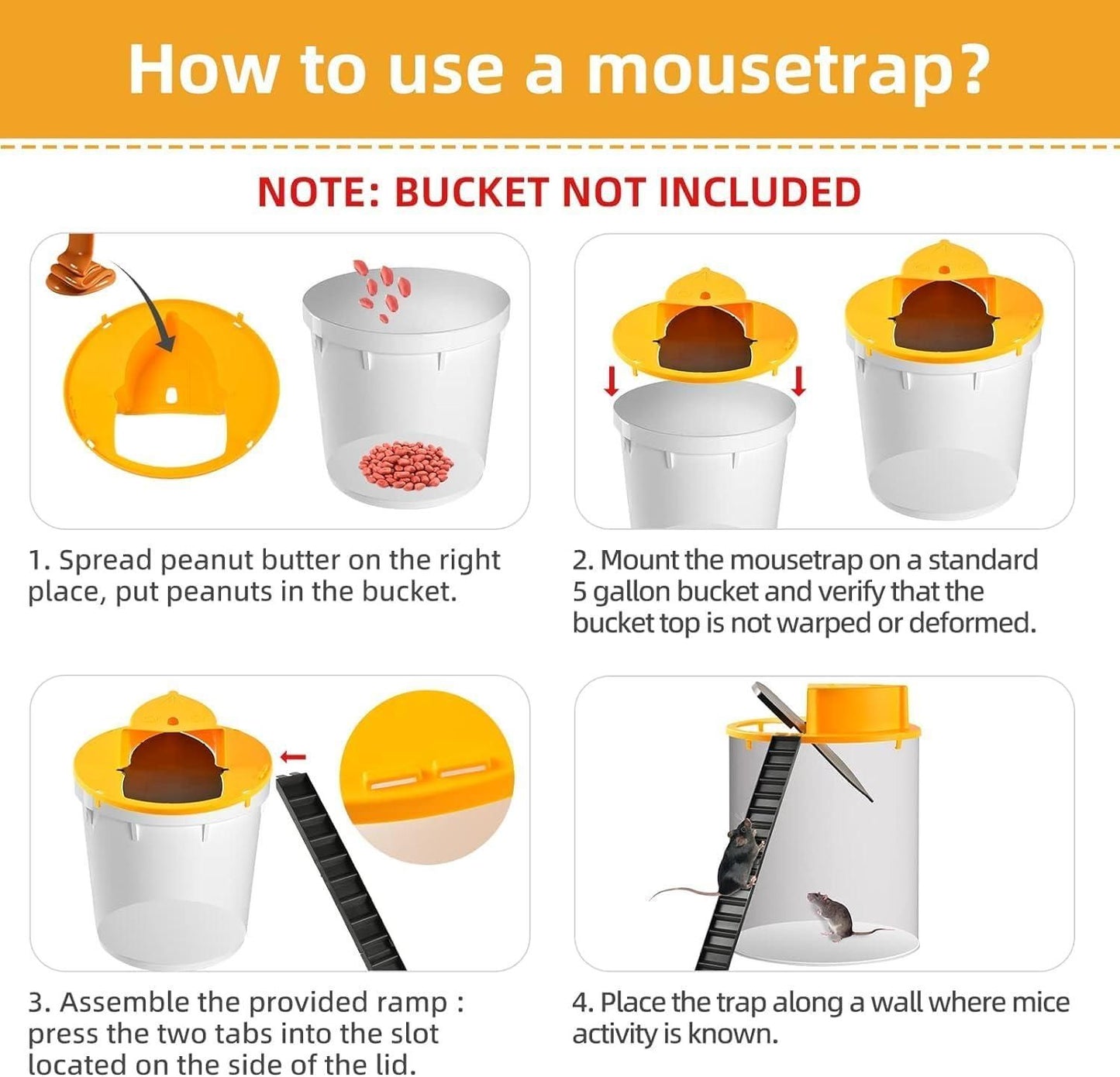 Humane Slide Bucket Mouse Trap with Ramp – Safe, Reusable & Pet-Friendly
